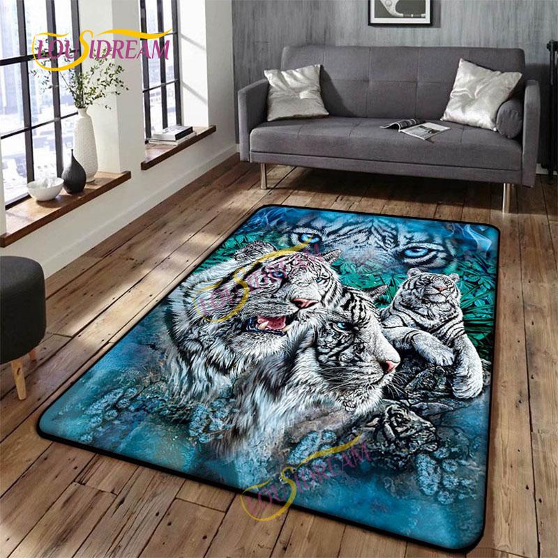 Animal Art Tiger Washable Square Soft Wolves Rug Living Room Bedroom Decorative Floor Mat Kitchen Bathroom Door Mat carpet.