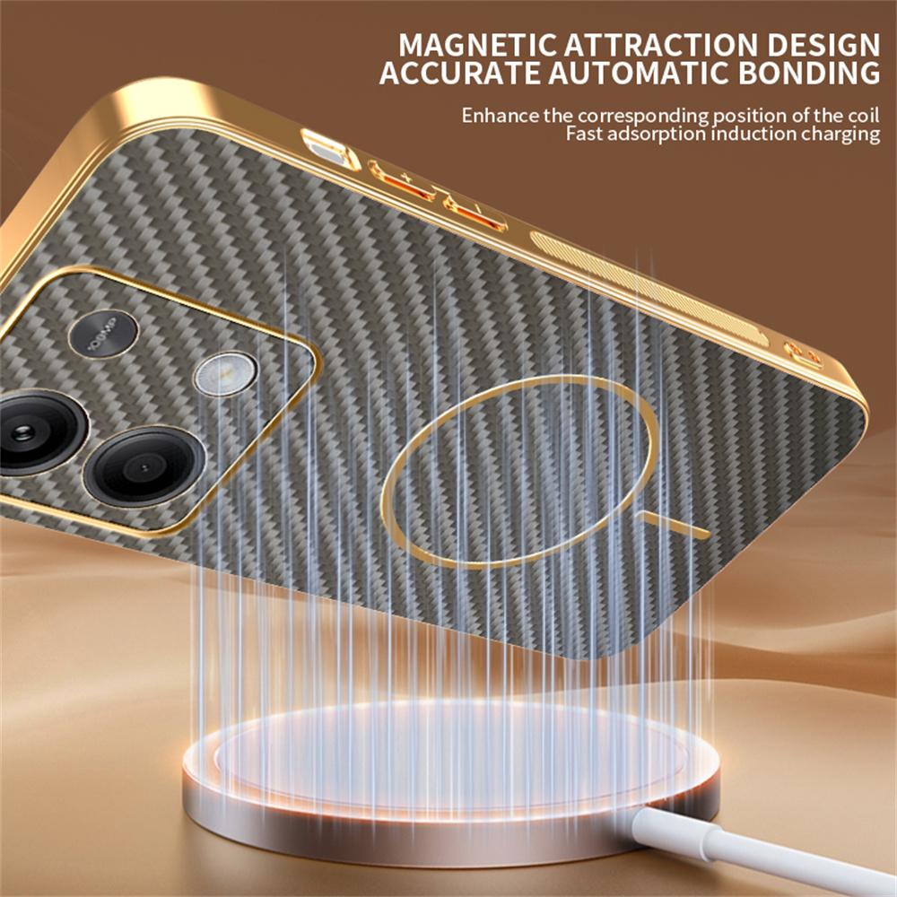For Xiaomi Redmi Note 13 5G Phone Case Carbon Fiber Textured Electroplated TPU Back Cover