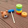 Animal Bear Knock Rainbow Towel Educational Wooden Toys For Children Baby Kids