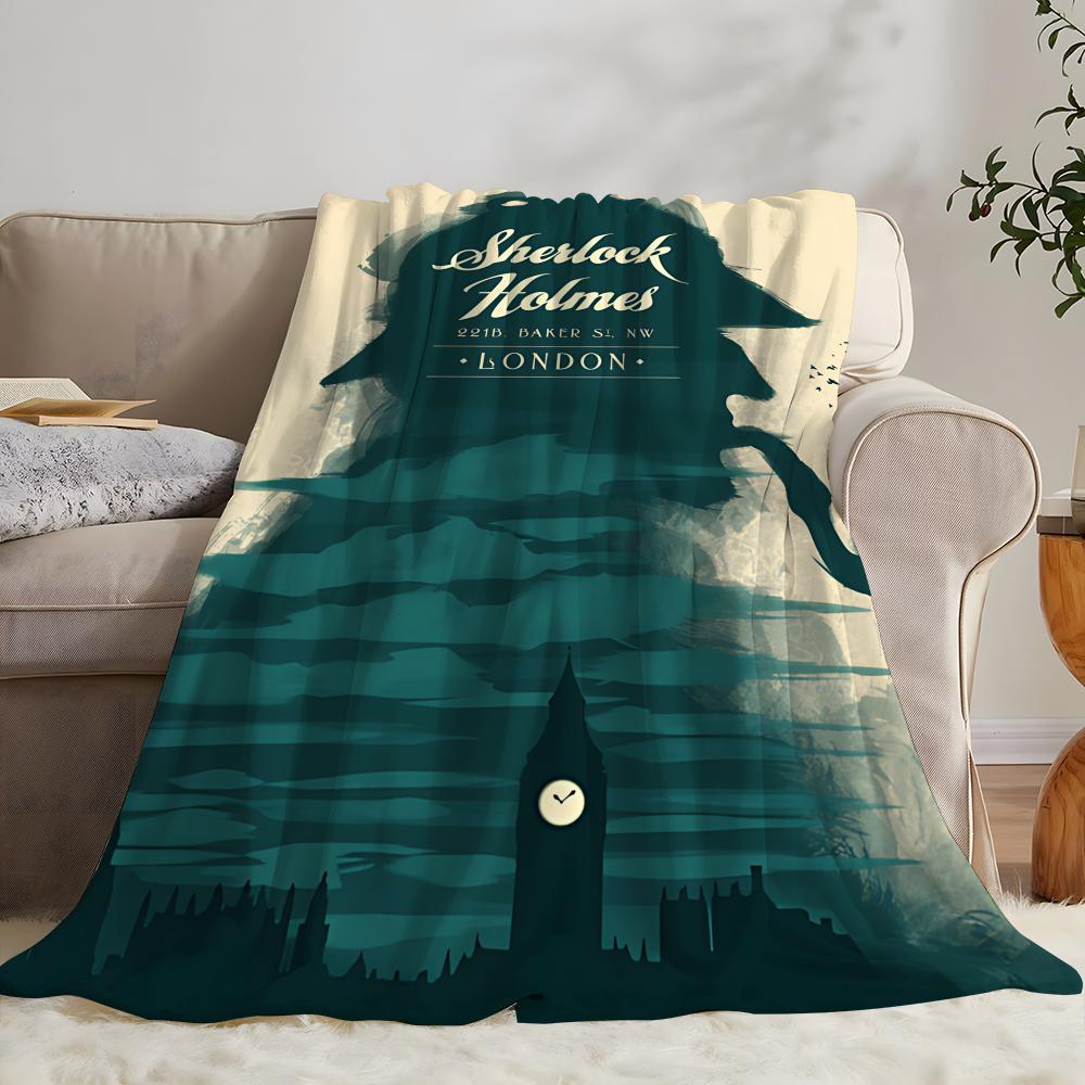 Classic TV S-Sherlock Holmes Throw Kid-Friendly Flannel Throw Blanket Soft Warm Anti-Static Washable All Season