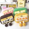 Cartoon Cute Bread Sandwich Pencil Case Holder Plush Bag Funny Creative Plush Pencil Cases Student Stationery Tissue Boxes