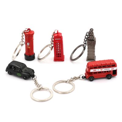 British Miniature London Model Key Ring Keychain Souvenir Red Bus Taxi Home Hanging Decor