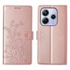 For Xiaomi Redmi Note 14 4G (163.25mm) Wallet Case Butterfly Floral Imprint PU Leather Phone Cover with Wrist Strap