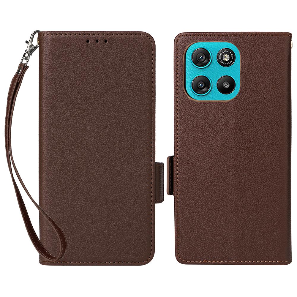For Motorola Moto G67 Power 5G Case Solid Color Wallet Leather Phone Cover with Strap