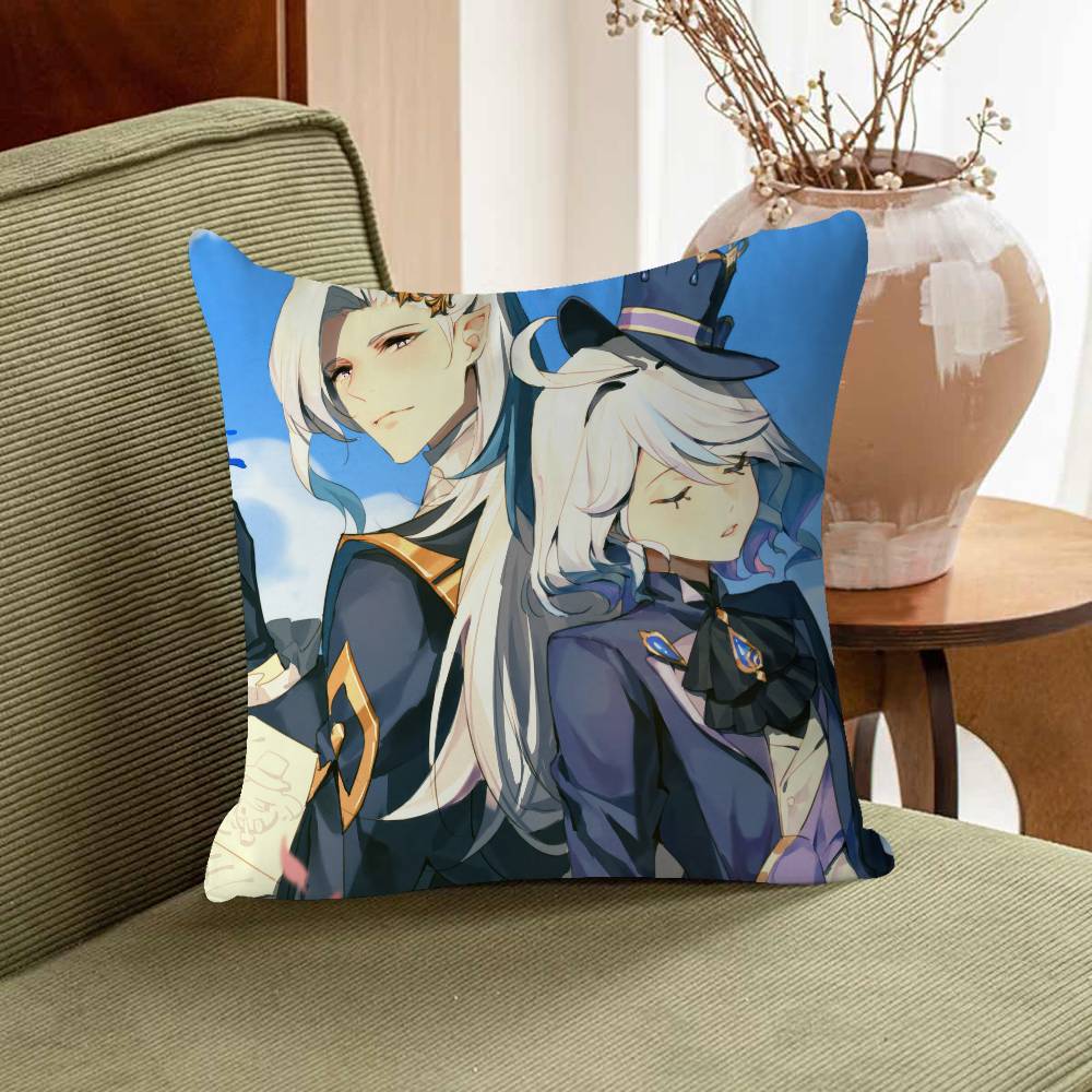

F-Furina Cartoon Cushion Cover Pillowcase Upholstery Sofa Throw Pillow Home Decor Pillowcas 16x16Inch