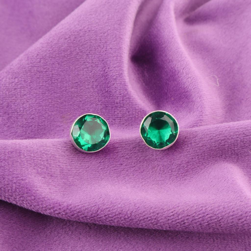 Green Emerald Gemstone 925 Silver Handmade New Drop May Birth Wife Gift Earrings EE-150-11