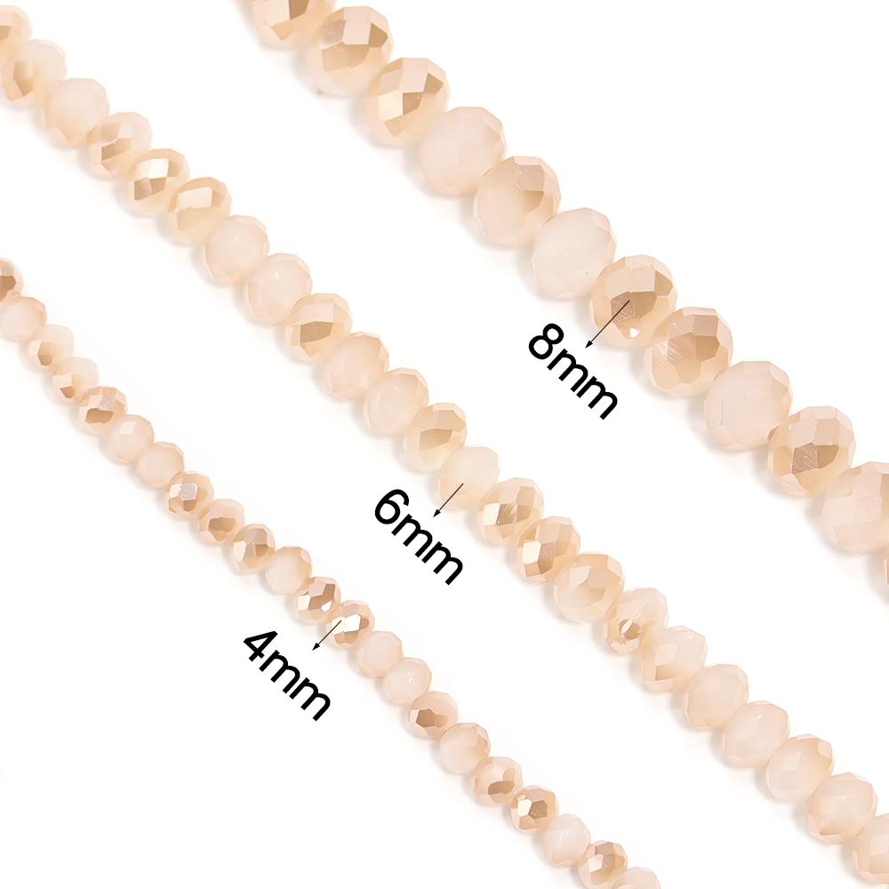 4/6/8mm Austria Faceted Crystal Beads White Jade Amber Glass Loose Beads For Jewelry Making DIY Bracelets Necklace Accessories