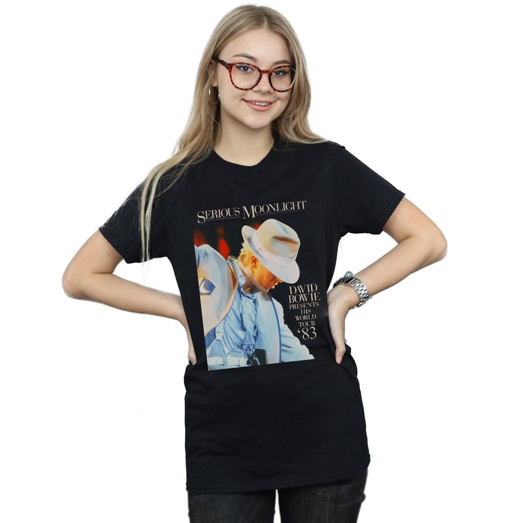 David Bowie Womens/Ladies Serious Moonlight Cotton Boyfriend T-Shirt
