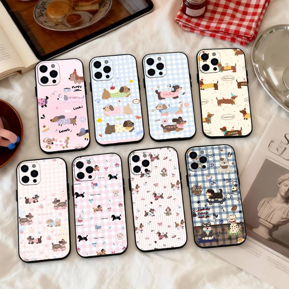 C-Cute-Dachshund K-Kawai Phone Case Silicone Soft For IPhone 17 16 15 14 13 12 11 X XR Plus Pro Max Plus