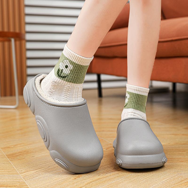 Couple Style Cotton Slippers for Women Winter Thick Bottom Waterproof Outer Wear Cotton Slippers Home Warm Men's Shoes