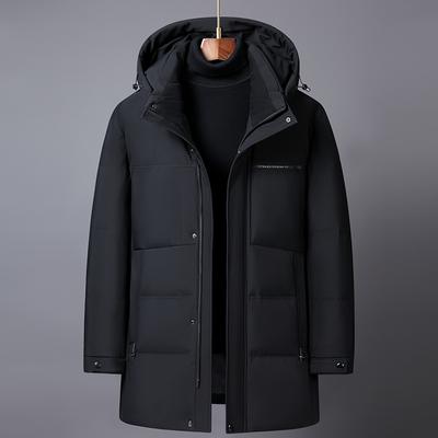 Winter Puffer Jacket Men  New Plus Size Middle Aged Men's Feather Coats Hooded Thick Warm 90% White Duck Down Parkas