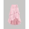 Summer New Temperament Elegant High Waist Splicing Thin Ruffle Hem Skirt