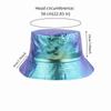 Leather Luminous Bucket Hat Wide Brim Solid Color Laser Rainbow Fisherman Hat Gold Silver Shiny Sun Cap Stage Performances