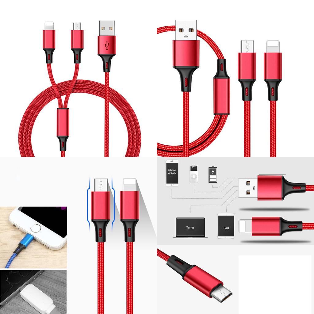 Durable Handset Data Line Double Metal Woven Nylon Data Cable For Apple And Android Devices