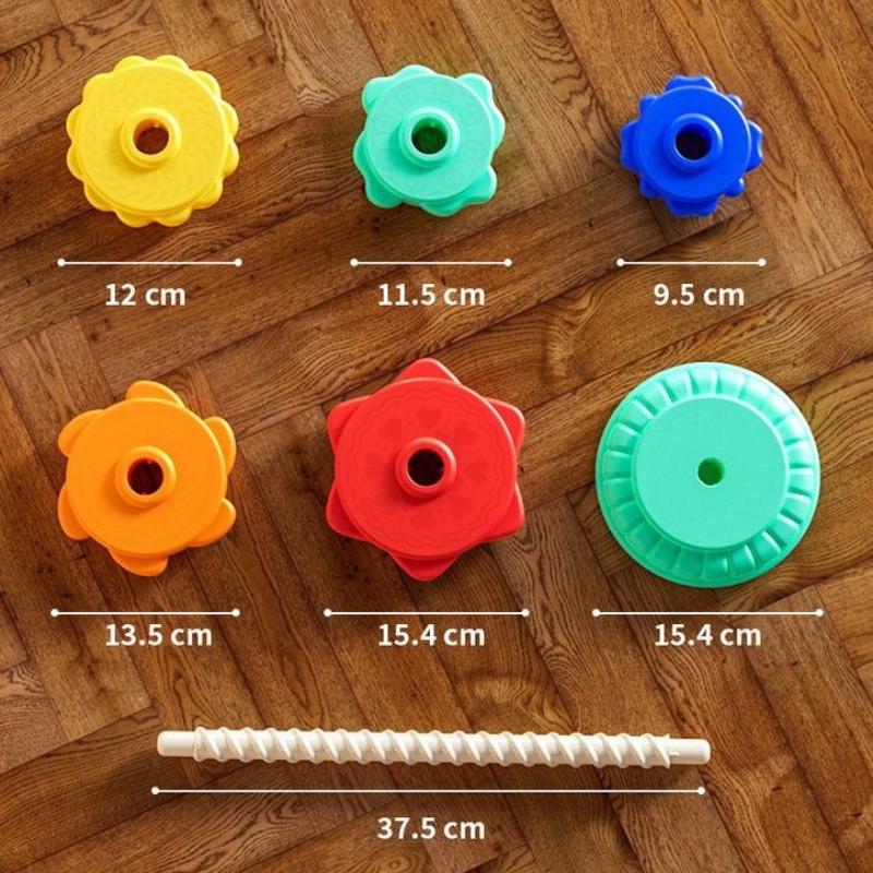 Baby Rotating Rainbow Tower Montessori Baby Stacking Puzzle Toys Safety Early Educational Toy Safety Colored Children's Toys