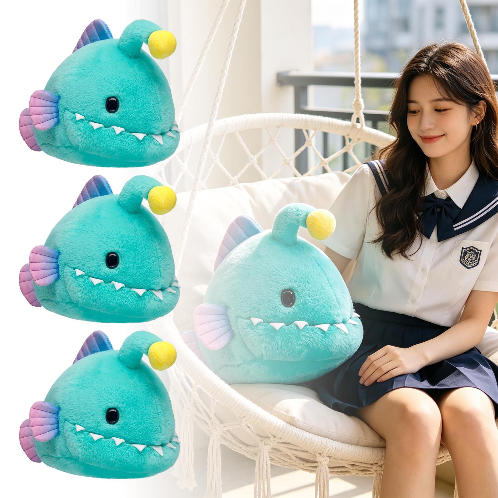 Plush Deep Sea Fish Toy Soft Stuffed Animal Anglerfish Plushie Cute Ocean Creature Plush Toy for Kids and Collectors One Size
