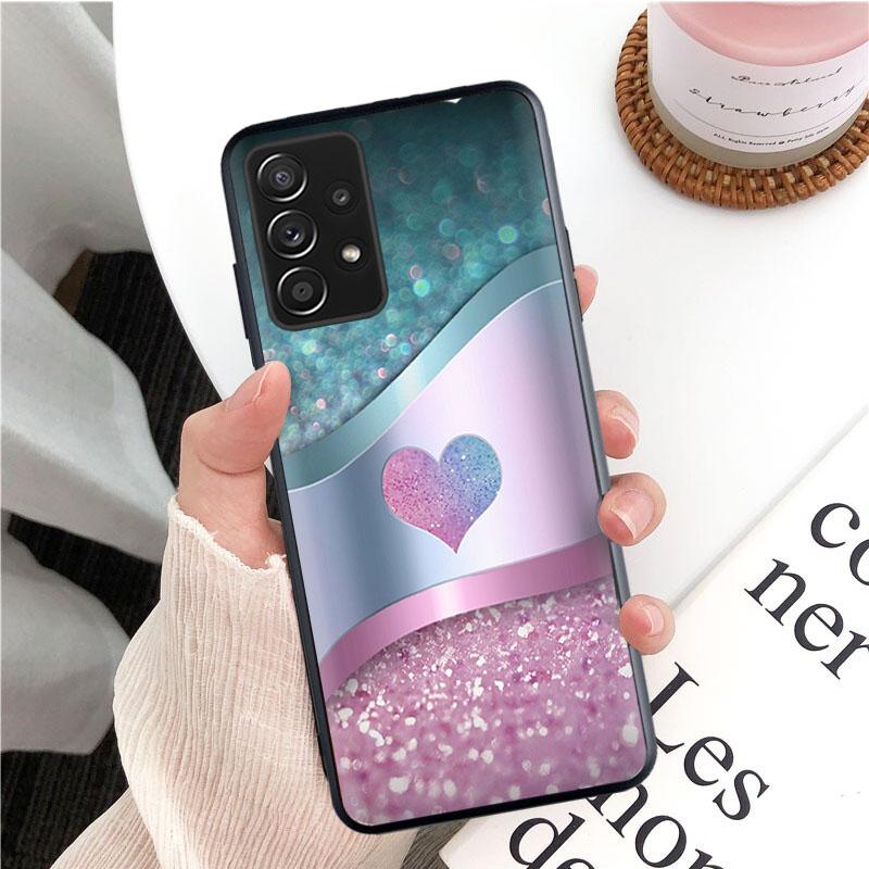 Rose Gold Pink Heart Love Butterfly Phone Case for Samsung Galaxy A13 A22 A12 A32 A71 A11 A21S A33 A52 A72 A51 A50 A70 A31 M31