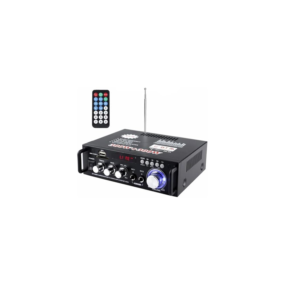 QuiExact Mini Bluetooth Power Amplifier with USB and Remote Control 5.0 Stereo Home Audio System