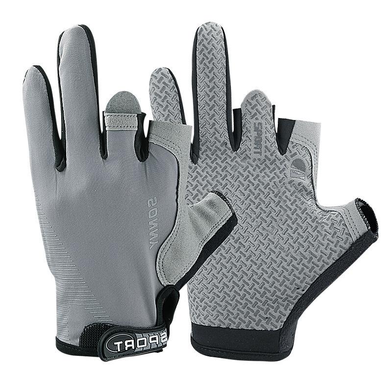 

Летние тонкие перчатки для езды на открытом воздухе, из ледяного шелка, для езды, с защитой от ультрафиолета, для рыбалки, с открытыми тремя пальцами, для курьеров, для сенсорных экранов One Size серый