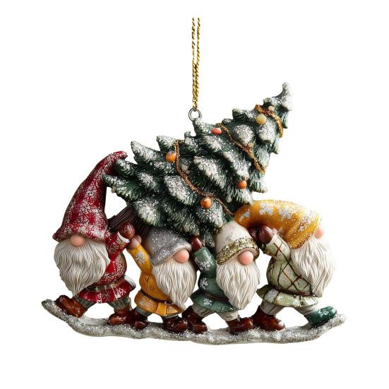 

2D Гном Рождественская елочная игрушка Акриловая подвеска-гном Милый шарм для зеркала заднего вида автомобиля для домашнего декора E