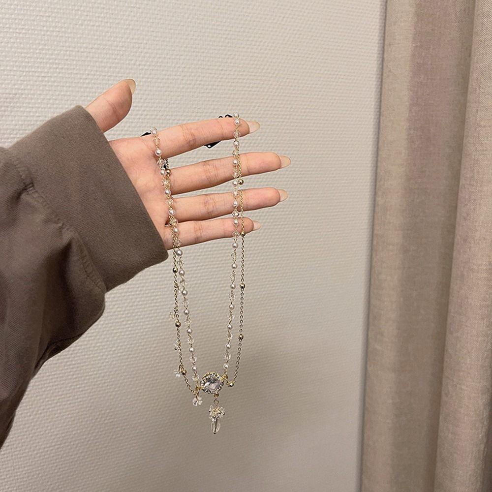 Flower Hanfu Headdress Hair Accessories New Year Side Clip Crystal Head Chain Eyebrows Pendant