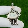 925 Sterling Silver Oval Solar Moss Opal Stone Handmade Bezel Pendant Jewelry