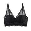 Women Lace Patch Wireless Bra Longline Lift Support Scallop V Neck Everyday Comfort Lingerie