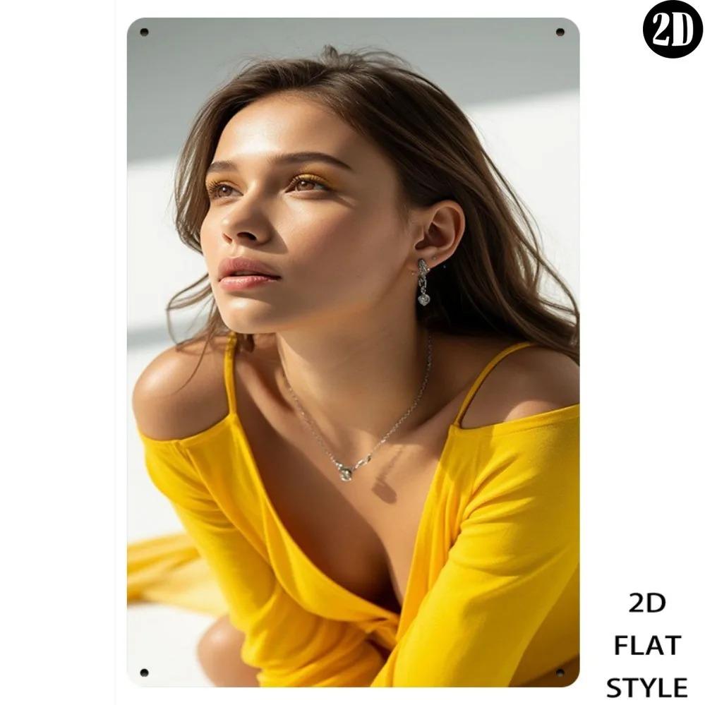 

Vintage Metal Wall Art Retro Woman Portrait Iron Sign 8x12in Modern Home Decor 20x30cm