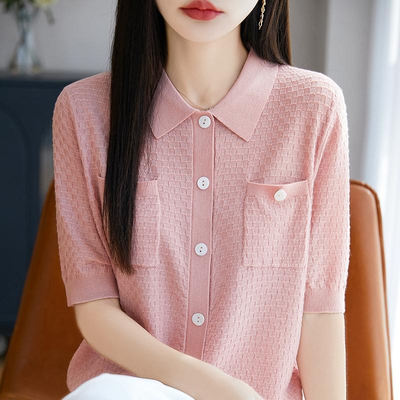 Leichte Strickjacke für Damen aus 50 % Wolle und 50 % Maulbeerseide – vielseitige Strickware für 4 Jahreszeiten für ganzjährigen Komfort und Stil