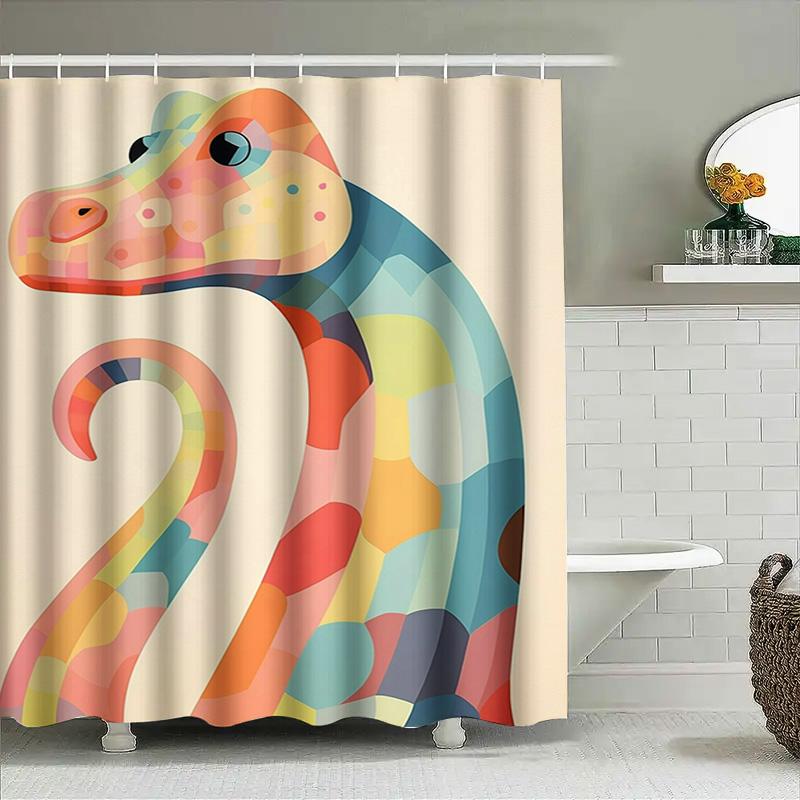 Colorful Cartoon Dinosaur Shower Curtain Bath Decor With 3D Printed Blue Yellow Red Purple Orange Design For Kids Bathroom Decor