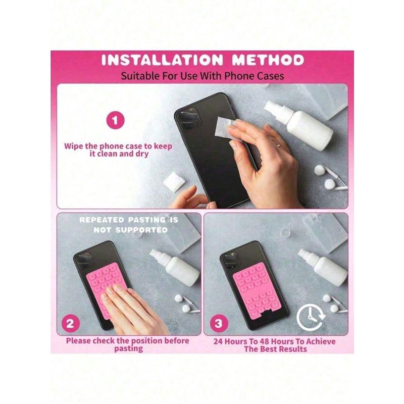 Silicone Suction Cup, Upgraded Suction Cup Card Holder, Square Single-Sided Phone Suction Cup Holder, Sticky Phone Case Holder