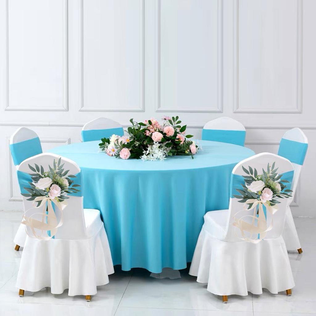 6 Pcs Chair Back Floral Decoration Artificial Flowers Wedding Chair Aisle Decorations Set