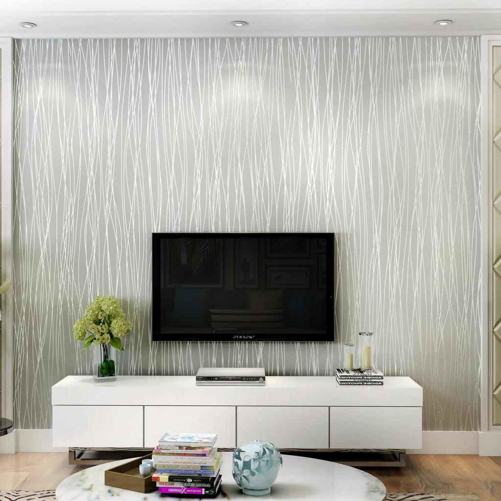 Non woven wallpaper bedroom living room solid color plain striped background wall papers home decor papel tapiz 3d para pared