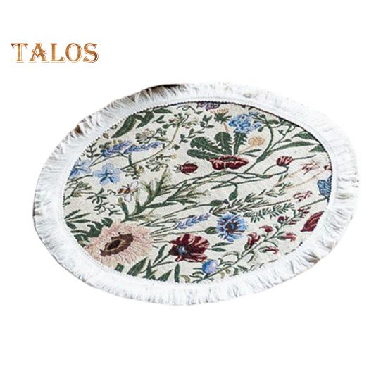 Tischset mit Quaste, pastoralem Stil, Blumen-Ölgemälde, ästhetische runde Form, Partys, Hochzeiten, Bankette, Tischdekoration, Abendessen-Matte