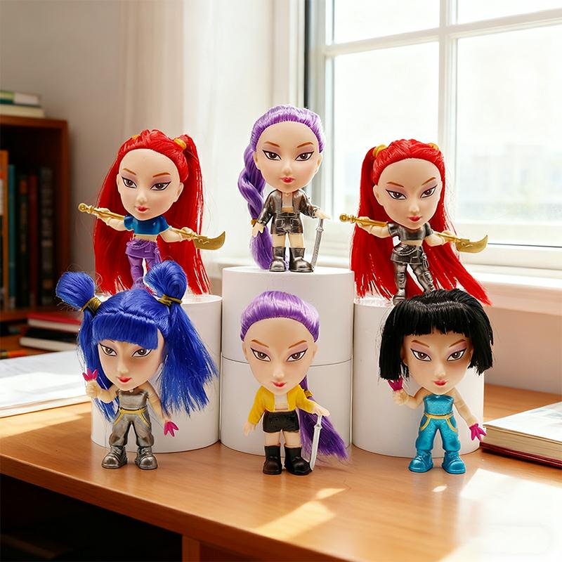 In stock 6pcs Anime Demons Hunters Figure  Miras Zoeys Tiger Figurine Toy Desk Decoration Statues Ornament Birthday Gift For Kid