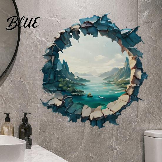 Indoor Outdoor Decorative Sticker 3D Mountain & River Landscape Wall Sticker PVC Waterproof Mural Peel And DIY Home Decoration Supplies Stick Decals