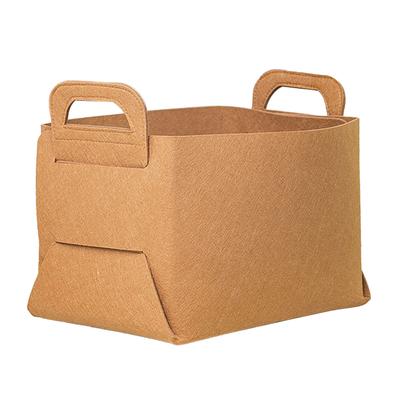 Felt Storage Basket Large Capacity Foldable Felt Storage Bin with Carry Handles for Laundry Closet