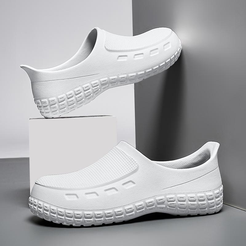 Waterproof Oil-Proof Non-Slip Chef Shoes Men's Work Shoes Slip-On Safety Shoes Anti-Odor Wear-Resistant EVA