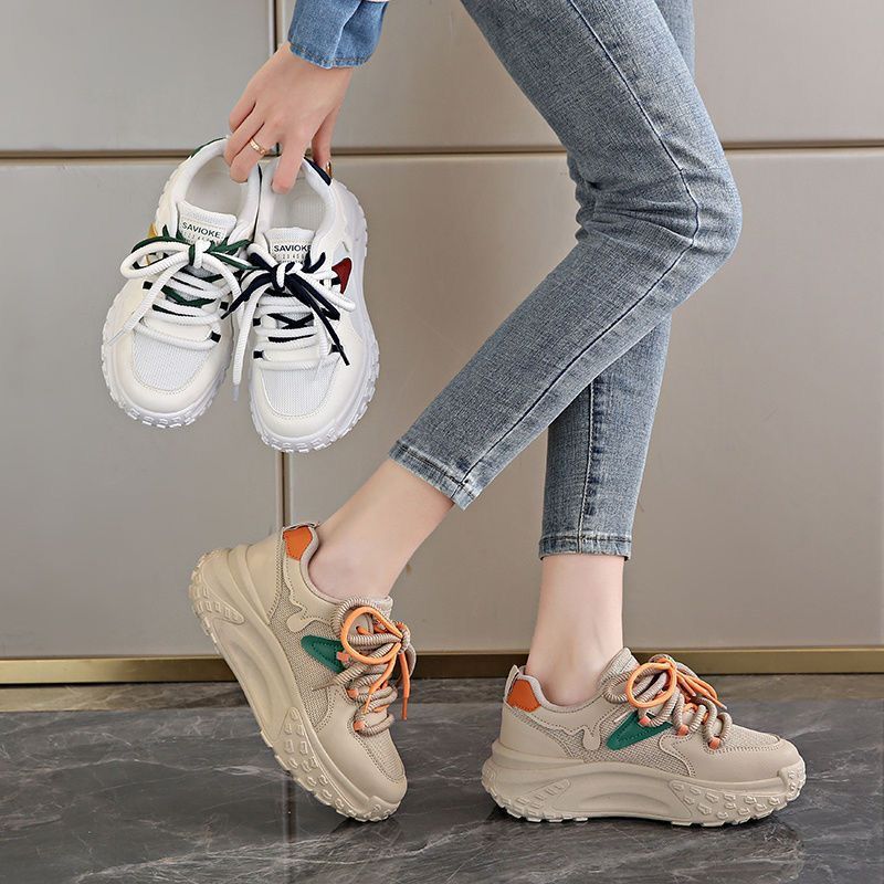 Dad shoes women's 2025 new summer and autumn women's shoes versatile height-increasing low-top mesh platform casual sports shoes