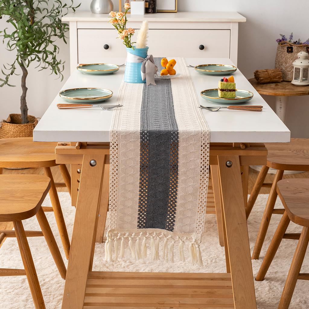 Böhmisch Rustikal Hochzeit Brautparty Abendessen Baumwolle Leinen Tischläufer