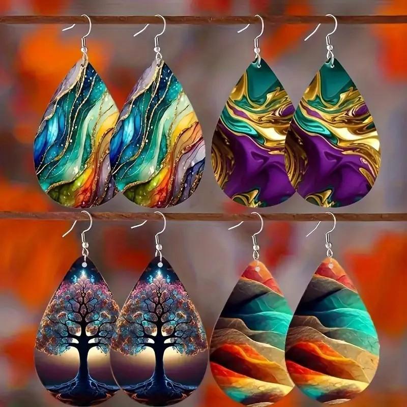 New hot-selling European and American cashew nut flower totem acrylic earrings hot-selling women s bohemian color earrings