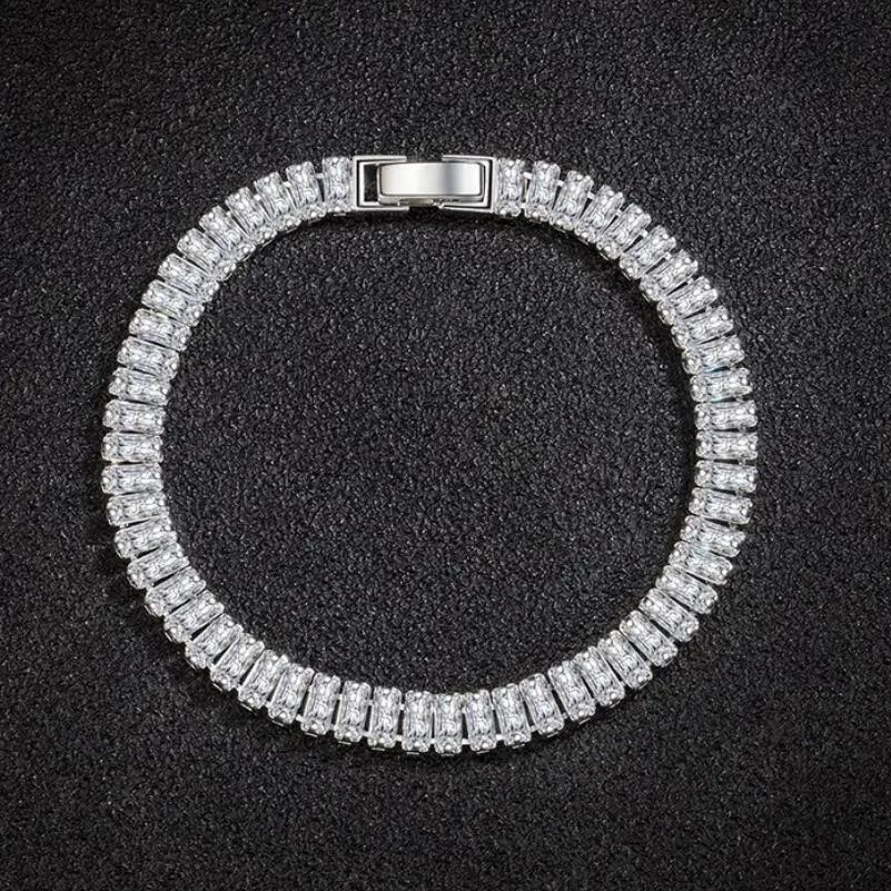 925 Sterling Silver  Elegant 18CM  Zircon Crystal Bracelet for Women Engagement Wedding Gift