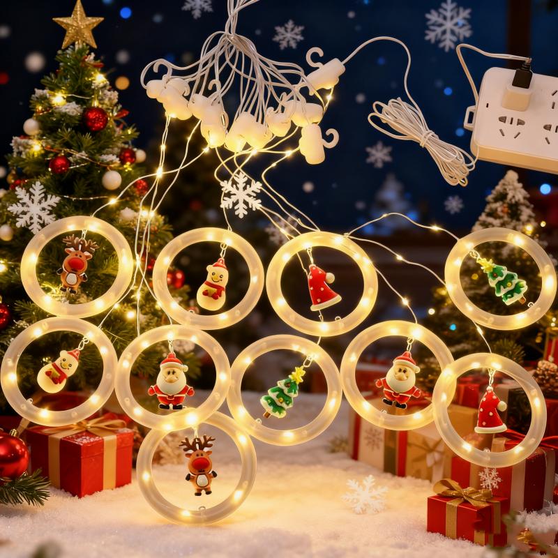 LED Weihnachtsmann Vorhanglicht Weihnachtsdekoration Heim Innen Lichterkette Nachtlicht Weihnachtsgeschenk Neujahrsdekoration