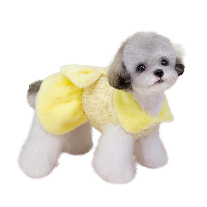 

Принцесса Домашняя Собака Зимняя Теплая Одежда Флис Пальто с Большим Бантом M