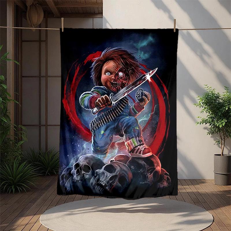 Chucky Flannel Blanket Soft Warm All-Season Throw, Design for Camping, Car Travel, Hiking Sofa, Bed, Office Perfect Gift for Parties