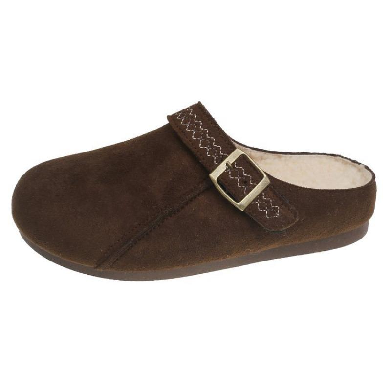 Mao Mao Baotou cotton slippers women wear in autumn and winter, new thick-soled velvet retro one-pedal and half slippers