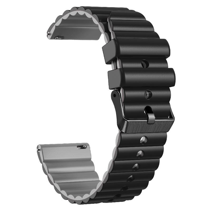 

Silicone Watch Band for Suunto Vertical/9 Peak Pro/5 Peak ,Horizontal Stripes 22mm Dual-color Bracelet with Black Buckle Black+Orange