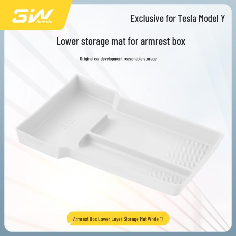 

Tesla Model 3 Lower Armrest Storage Box with Silicone Mat