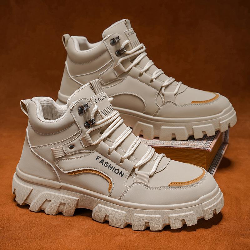 Fashion Men's High Top Boots Anti Slip Platform Anti-slip Comfortable Outdoor Hiking Boots Men's Fashion Trendy Workwear Shoes