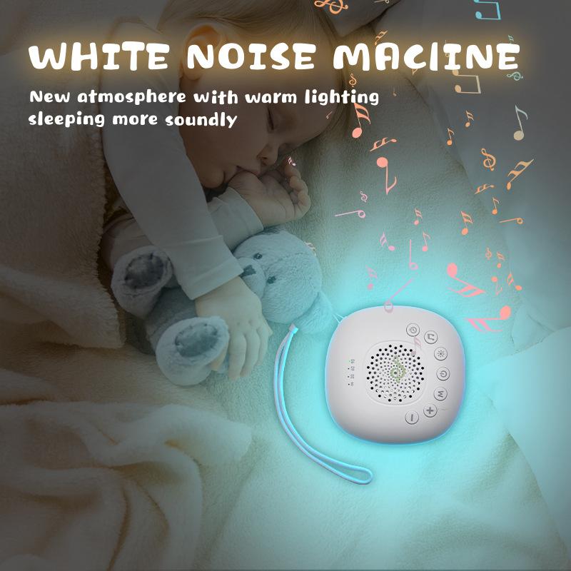 Portable White Noise Sound Machine Baby Sleep Machine LED Light Soothing Sounds Volume Adjustable Rechargeable Battery 800mAh